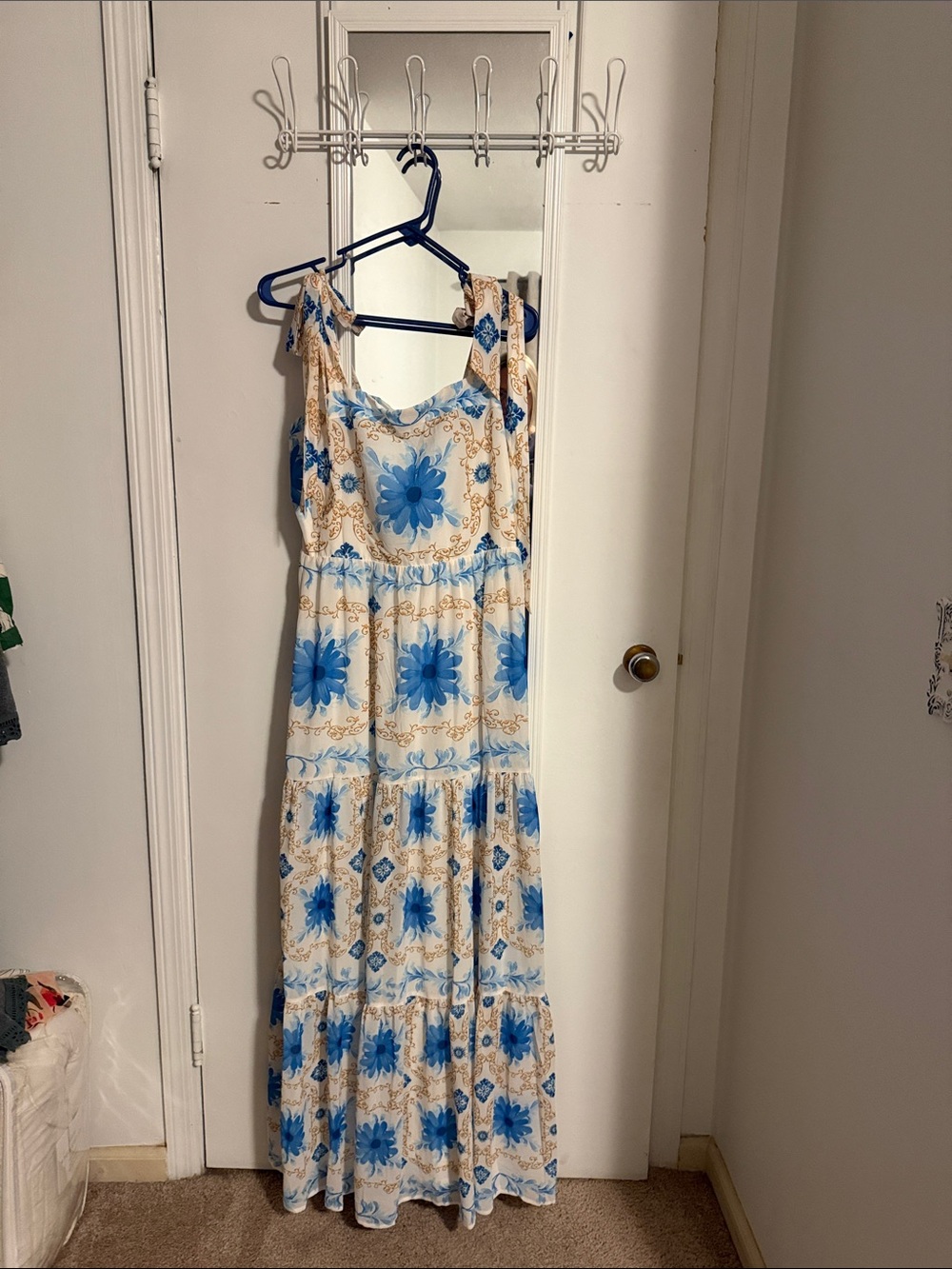 Sleeveless Blue Floral Maxi Dress - Casual Summer Dress